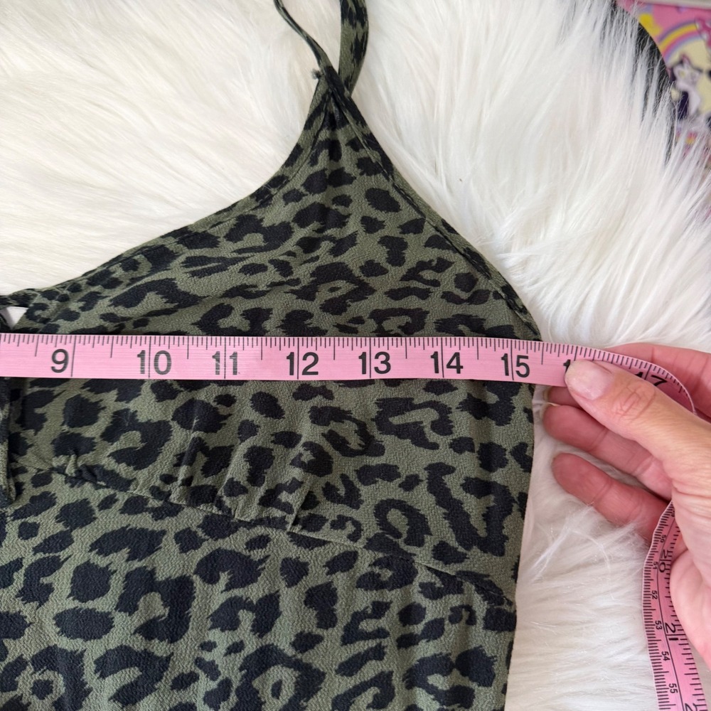 Hollister - Green Animal Print Midi Slip Skirt with Slit Size Medium Grunge Goth - Picture 9 of 11